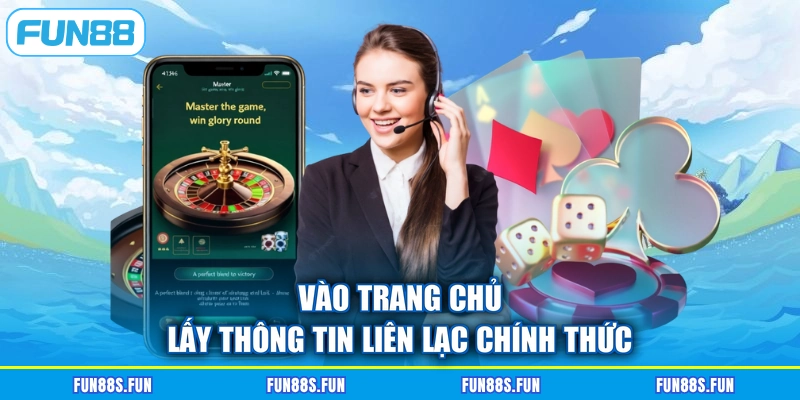 Vào trang chủ lấy thông tin liên lạc chính thức